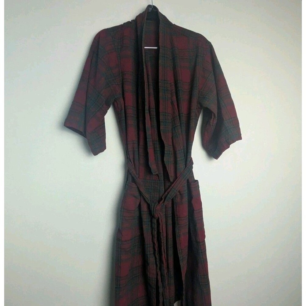 Vintage PENDLETON 100% Pure Virgin Wool Bathrobe Blue USA Made M Shorter Sleeve